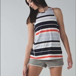 LULU All Tied Up Tank Beach Blanket Strip w/ Navy